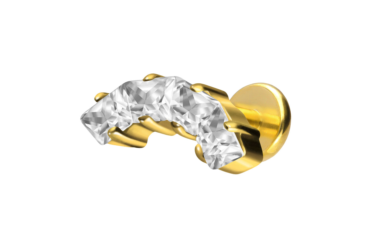 Titan Labret Piercing mit Push Fit EINGEFASSTE KRISTALLTRAPEZE